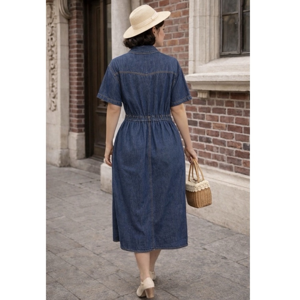 Harve Benard Indigo Denim Button-Front Maxi Dress - Picture 2 of 9
